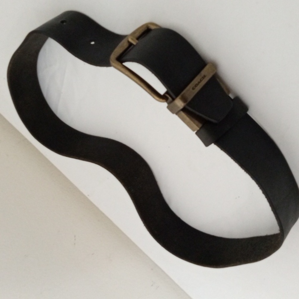 Coach Detachable Stamped Brass Buckle Leather Belt Men Size OS